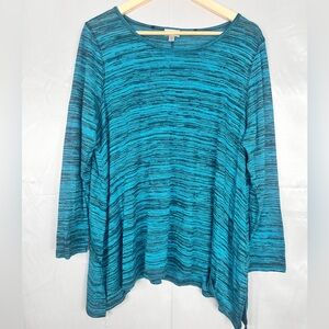 Avenue Teal Striped Long Sleeve‎ Top Size 18/20